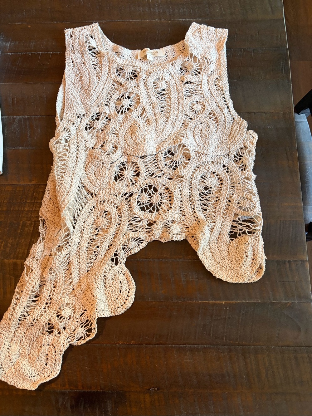 Rebellion Cream Crochet Openwork Tank